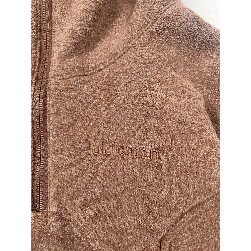 Lululemon Looped Terry Fleece Half-Zip Hoodie Sweatshirt Womens Sz 4 Java Active - Picture 4 of 12